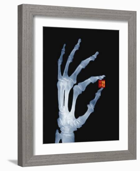 Skeletal Hand Holding Computer Chip-Charles O'Rear-Framed Photographic Print