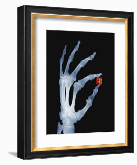 Skeletal Hand Holding Computer Chip-Charles O'Rear-Framed Photographic Print