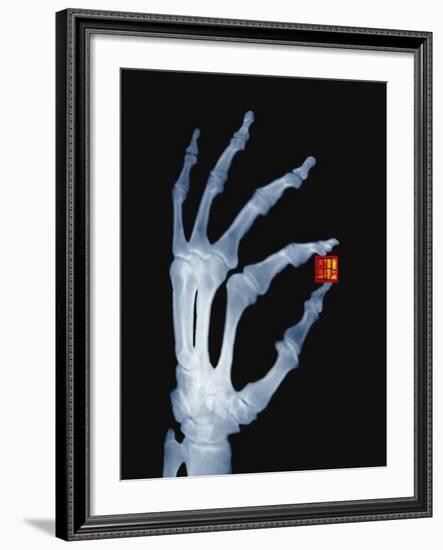 Skeletal Hand Holding Computer Chip-Charles O'Rear-Framed Photographic Print