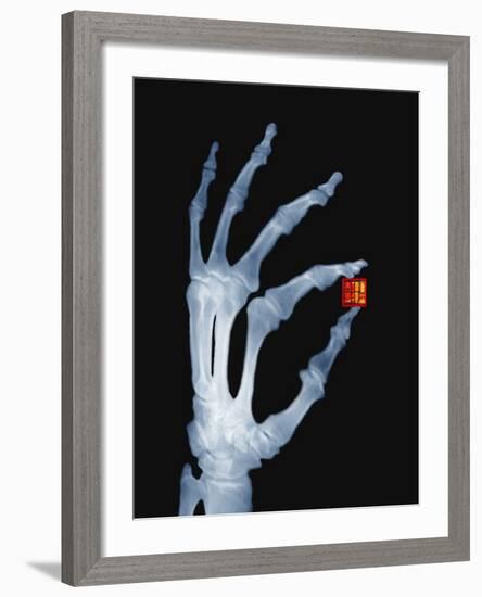 Skeletal Hand Holding Computer Chip-Charles O'Rear-Framed Photographic Print