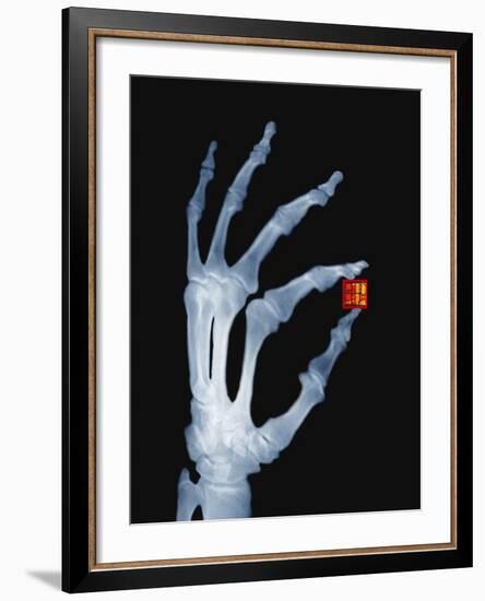 Skeletal Hand Holding Computer Chip-Charles O'Rear-Framed Photographic Print