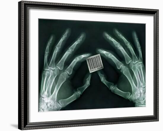 Skeletal Hands Holding Barcode-Thom Lang-Framed Photographic Print