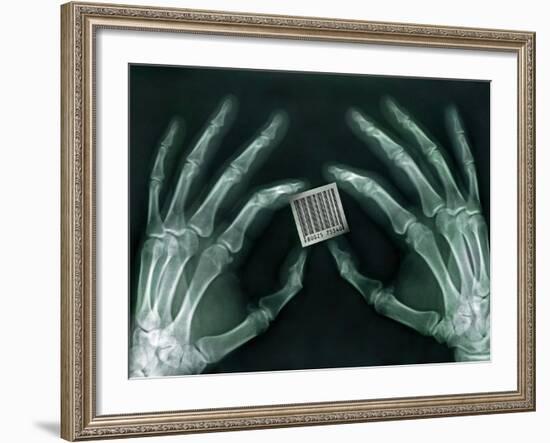 Skeletal Hands Holding Barcode-Thom Lang-Framed Photographic Print