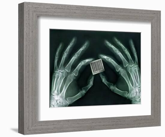 Skeletal Hands Holding Barcode-Thom Lang-Framed Photographic Print