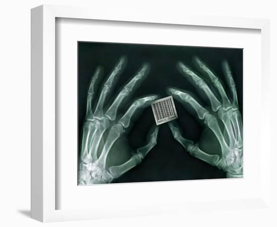 Skeletal Hands Holding Barcode-Thom Lang-Framed Photographic Print