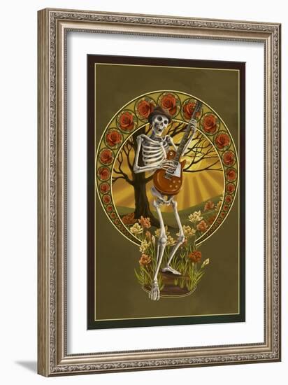 Skeleton and Guitar-Lantern Press-Framed Art Print