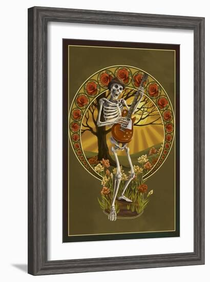 Skeleton and Guitar-Lantern Press-Framed Art Print