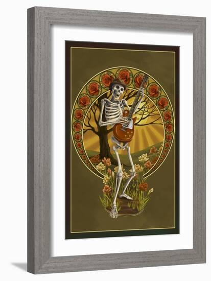 Skeleton and Guitar-Lantern Press-Framed Art Print