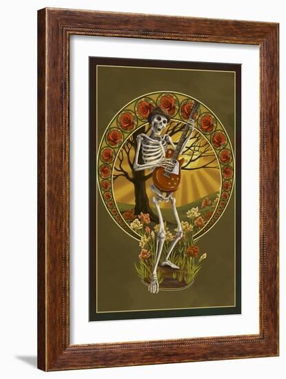 Skeleton and Guitar-Lantern Press-Framed Art Print