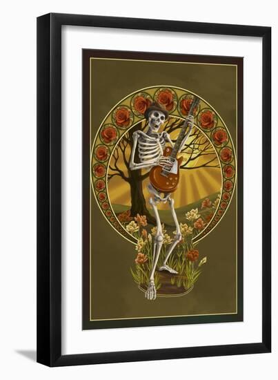 Skeleton and Guitar-Lantern Press-Framed Art Print
