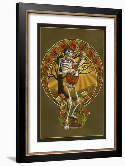 Skeleton and Guitar-Lantern Press-Framed Art Print