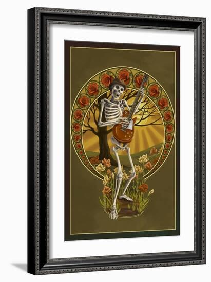 Skeleton and Guitar-Lantern Press-Framed Art Print