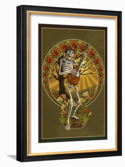 Skeleton and Guitar-Lantern Press-Framed Art Print