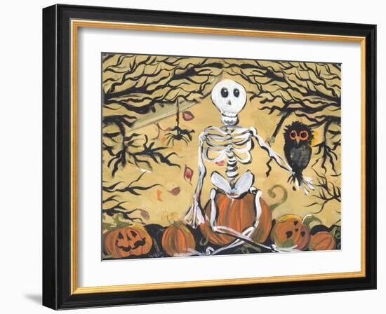 Skeleton Holding Baby Owl-sylvia pimental-Framed Art Print