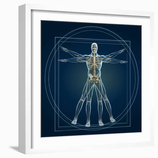 Skeleton In Vitruvian-Orla-Framed Art Print