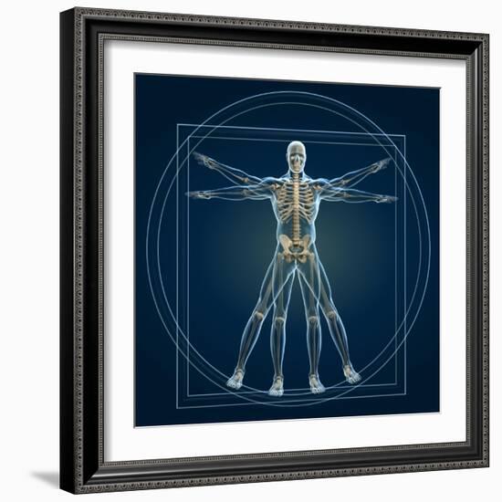 Skeleton In Vitruvian-Orla-Framed Art Print