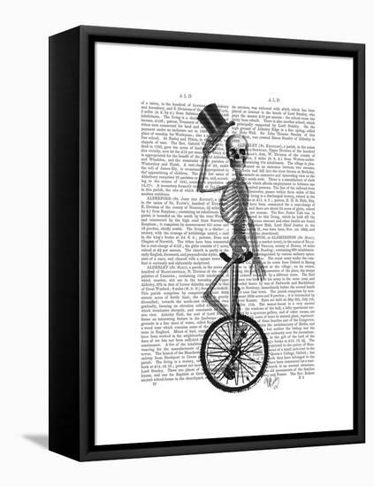 Skeleton on Unicycle-Fab Funky-Framed Stretched Canvas