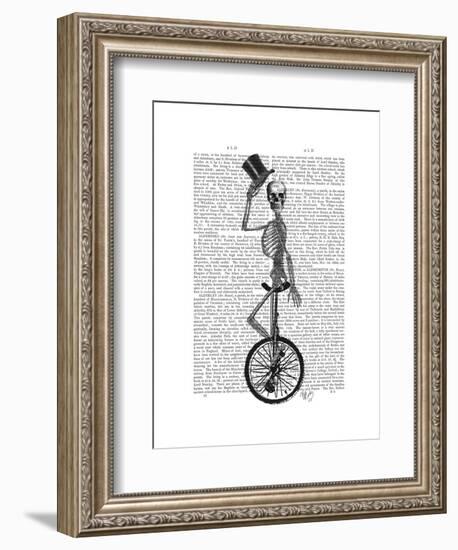 Skeleton on Unicycle-Fab Funky-Framed Art Print