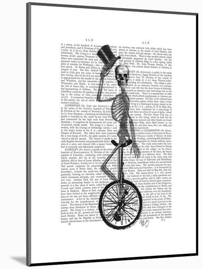 Skeleton on Unicycle-Fab Funky-Mounted Art Print