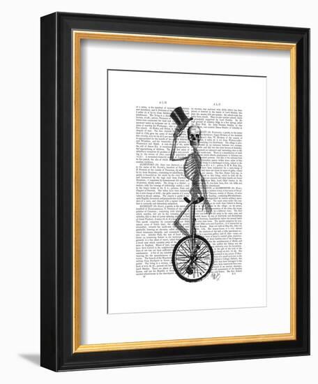 Skeleton on Unicycle-Fab Funky-Framed Art Print