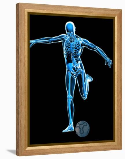 Skeleton Playing Football-Roger Harris-Framed Premier Image Canvas