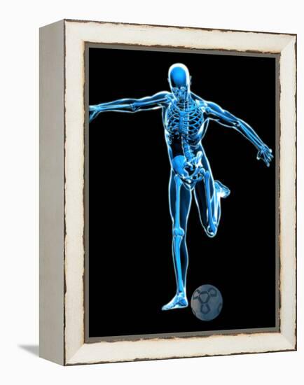 Skeleton Playing Football-Roger Harris-Framed Premier Image Canvas