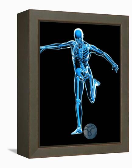 Skeleton Playing Football-Roger Harris-Framed Premier Image Canvas