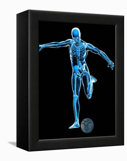 Skeleton Playing Football-Roger Harris-Framed Premier Image Canvas