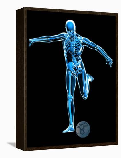 Skeleton Playing Football-Roger Harris-Framed Premier Image Canvas