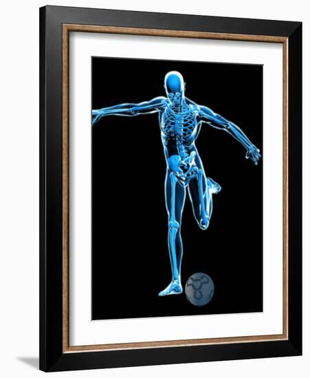 Skeleton Playing Football-Roger Harris-Framed Photographic Print