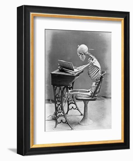 Skeleton Reading at Desk-Bettmann-Framed Photographic Print