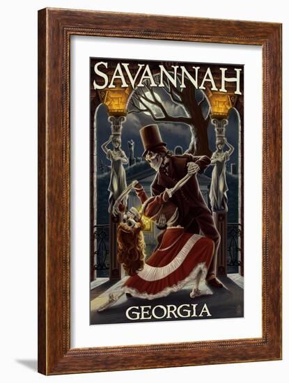 Skeletons Dancing - Savannah, Georgia-Lantern Press-Framed Premium Giclee Print