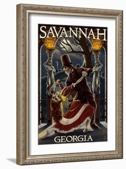 Skeletons Dancing - Savannah, Georgia-Lantern Press-Framed Art Print