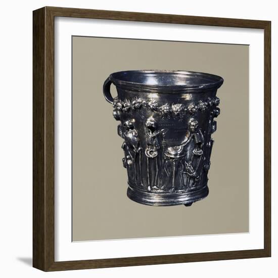 Skeletons Representing Greek Philosophers and Inscriptions Inviting Them to Enjoy Life's Pleasures-null-Framed Giclee Print