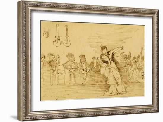 Sketch after 'El Jaleo', 1882 (Pen & Ink on Paper Laid down on Paper)-John Singer Sargent-Framed Giclee Print