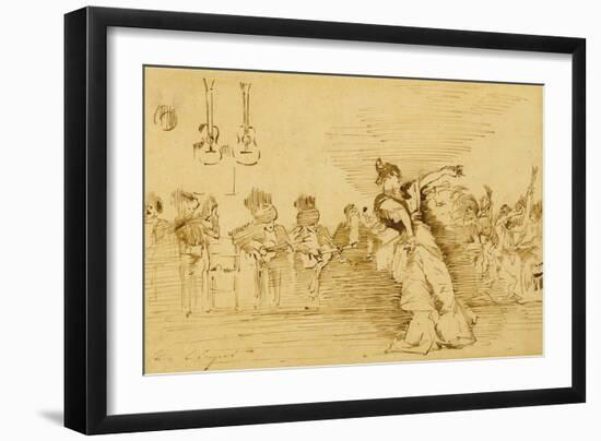 Sketch after 'El Jaleo', 1882 (Pen & Ink on Paper Laid down on Paper)-John Singer Sargent-Framed Giclee Print