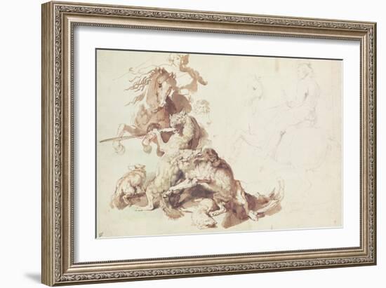 Sketch for a Wolf Hunt-Peter Paul Rubens-Framed Giclee Print