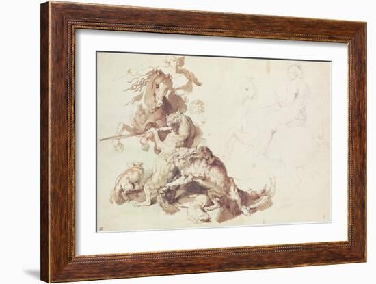 Sketch for a Wolf Hunt-Peter Paul Rubens-Framed Giclee Print