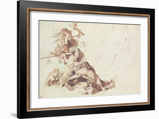 Sketch for a Wolf Hunt-Peter Paul Rubens-Framed Giclee Print