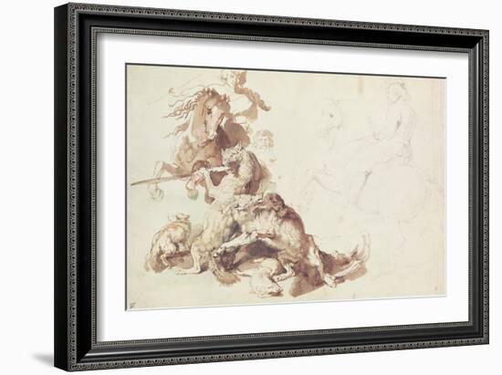 Sketch for a Wolf Hunt-Peter Paul Rubens-Framed Giclee Print