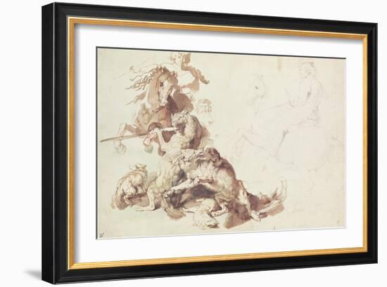 Sketch for a Wolf Hunt-Peter Paul Rubens-Framed Giclee Print