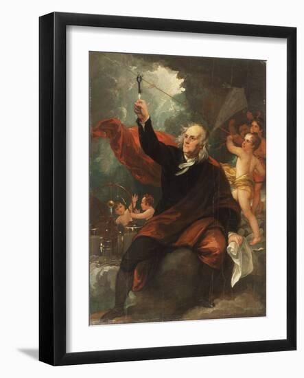 Sketch for 'Benjamin Franklin Drawing Electricity from the Sky', C.1816 (Oil on Slate)-Benjamin West-Framed Giclee Print