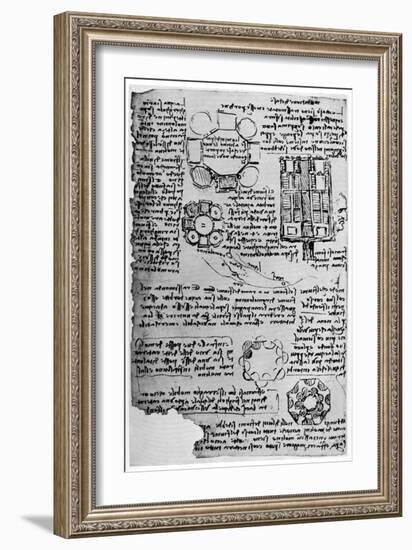 Sketch for Romorantin Castle, 1517-1518-Leonardo da Vinci-Framed Giclee Print