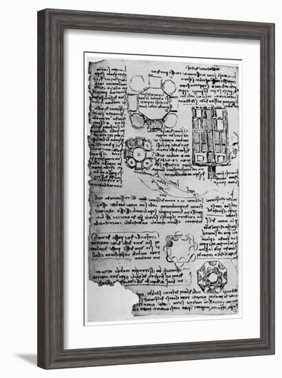 Sketch for Romorantin Castle, 1517-1518-Leonardo da Vinci-Framed Giclee Print