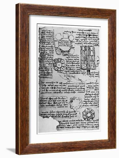 Sketch for Romorantin Castle, 1517-1518-Leonardo da Vinci-Framed Giclee Print