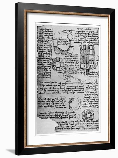 Sketch for Romorantin Castle, 1517-1518-Leonardo da Vinci-Framed Giclee Print