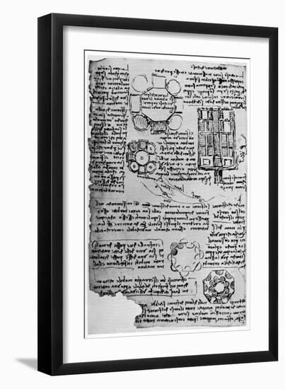 Sketch for Romorantin Castle, 1517-1518-Leonardo da Vinci-Framed Giclee Print