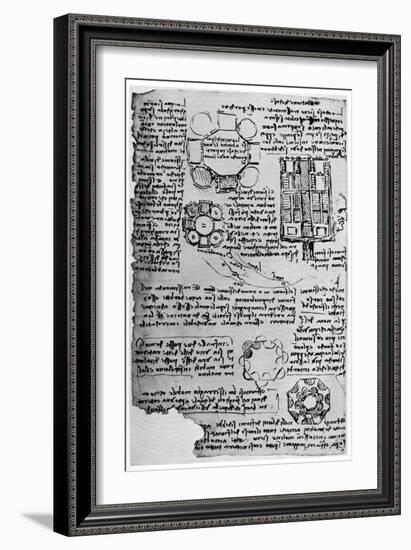 Sketch for Romorantin Castle, 1517-1518-Leonardo da Vinci-Framed Giclee Print