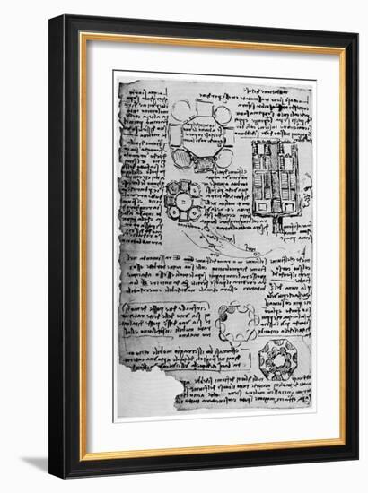 Sketch for Romorantin Castle, 1517-1518-Leonardo da Vinci-Framed Giclee Print