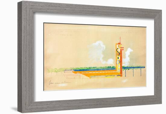 Sketch for the Exterior Design of the Train Pavillion, 1937-Robert Delaunay-Framed Giclee Print